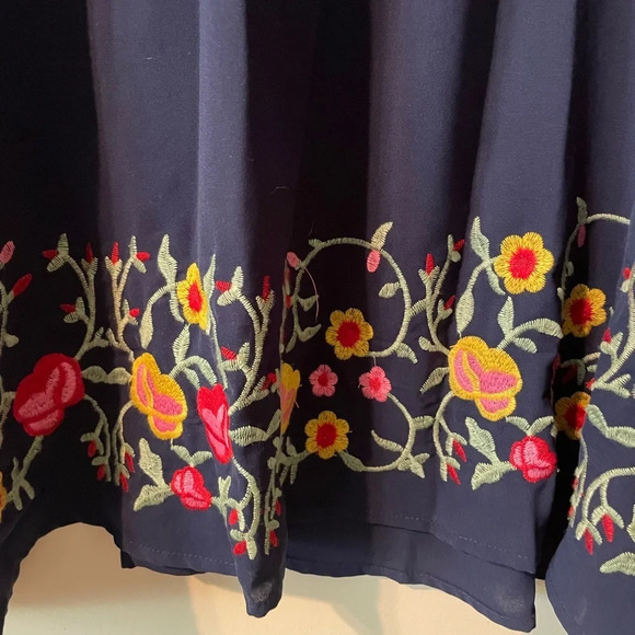 SHEIN Curve Blue Midi Dress Floral Embroidered Design Butterfly Sleeves Size 3X - Picture 2 of 8